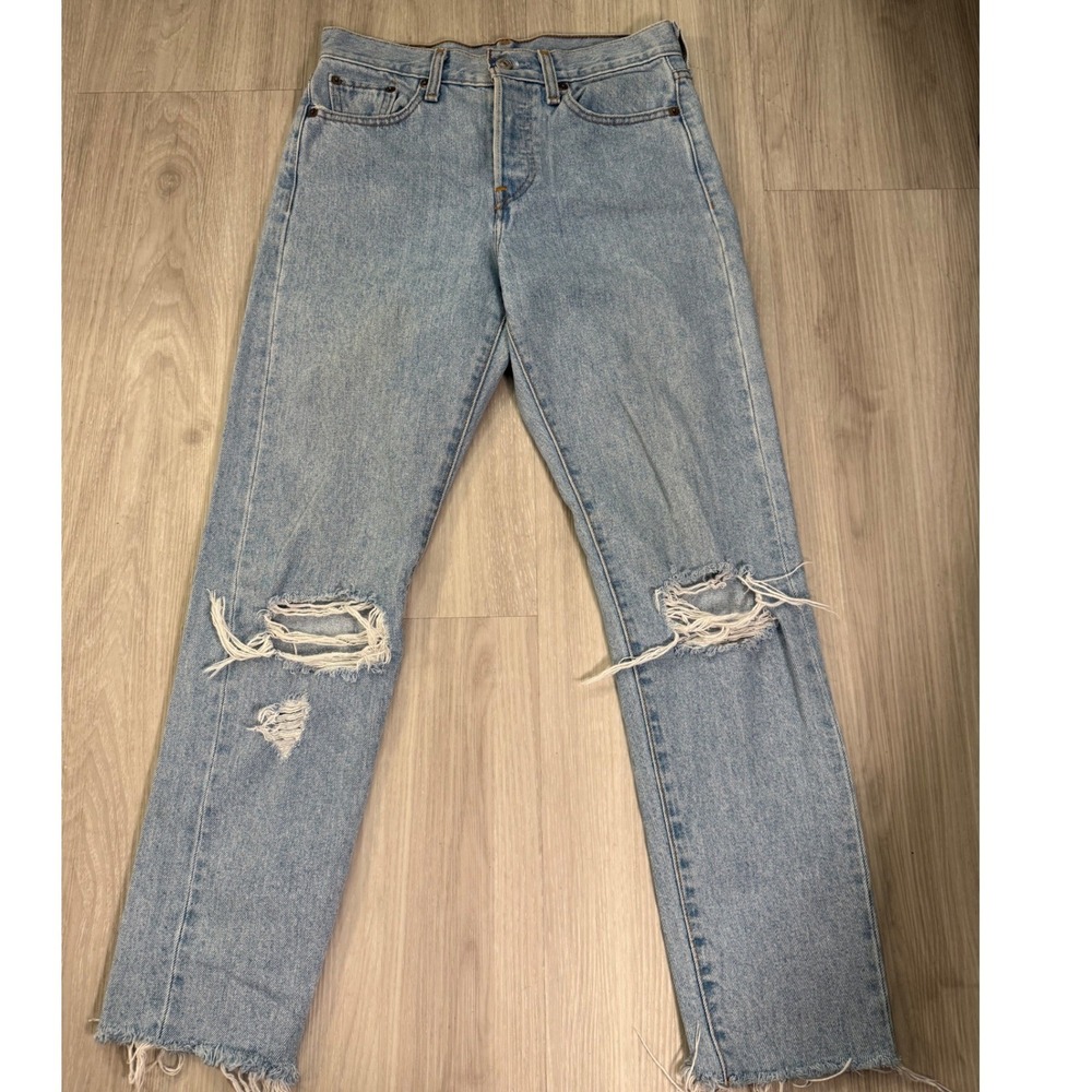 Levi's Light Blue Straight Leg Ripped Jeans